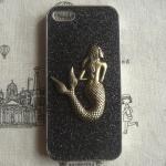 Steampunk Mermaid Black bling glitter hard case For Apple iPhone 5 case cover