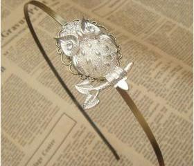 Steampunk White Owl Headband Vintage Style Original Design