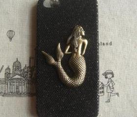 Steampunk Mermaid Black bling glitter hard case For Apple iPhone 5 case cover